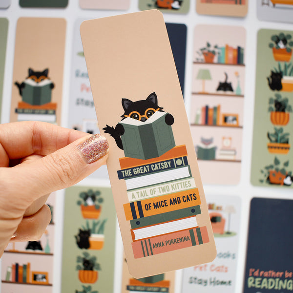 Indoorsy Book Stack Cat Bookmark