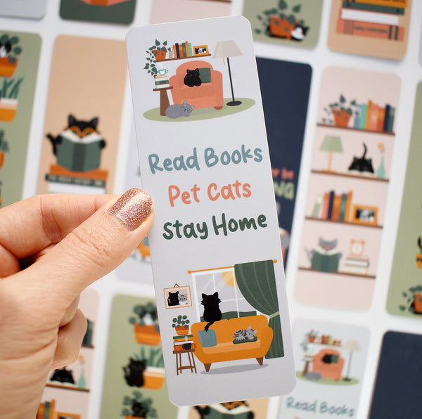 Read Books, Pet Cats, Stay Home Cat Bookmark