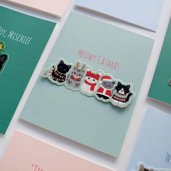 Meowy Catmas Holiday Sticker Card