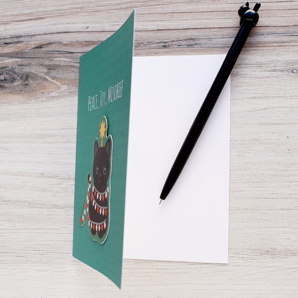 Christmas Tree Cat Holiday Sticker Card
