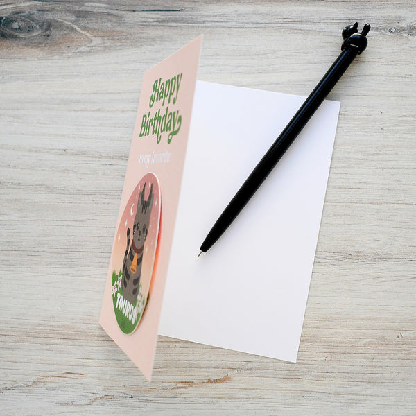 Taurus Zodiac Cat Birthday Sticker Card