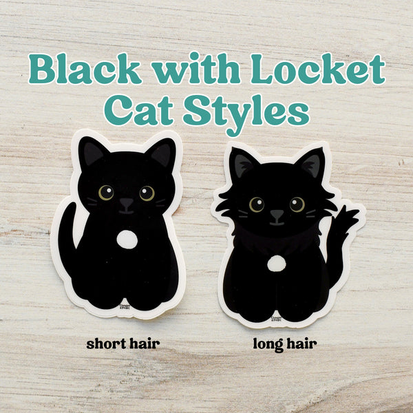 Looks Like My Cat! Black cat with white locket sticker