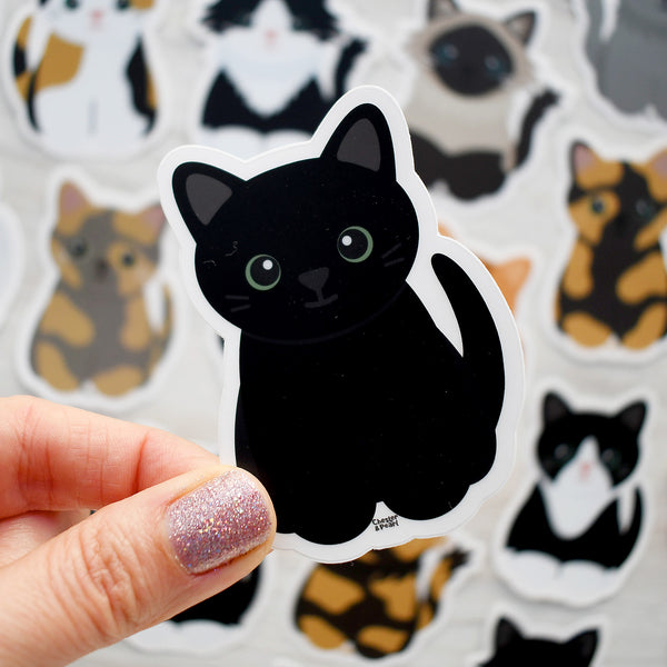 Looks Like My Cat! Black cat with green eyes sticker