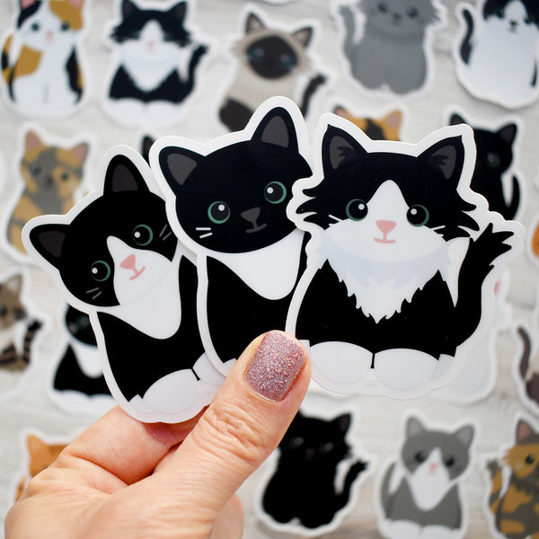 Looks Like My Cat! Long-haired black tuxedo cat sticker
