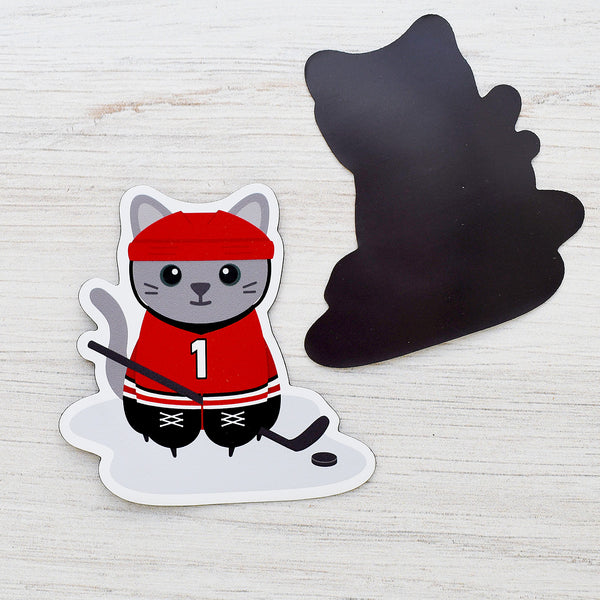 Ice Hockey Cat 3" cat magnet