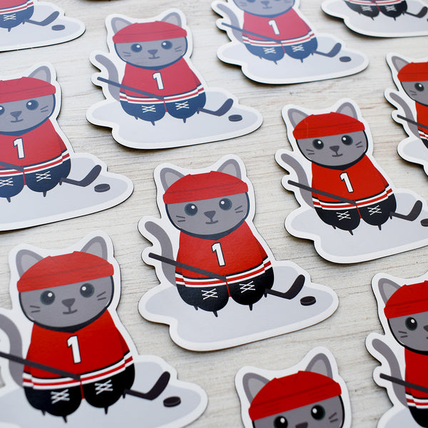 Ice Hockey Cat 3" cat magnet