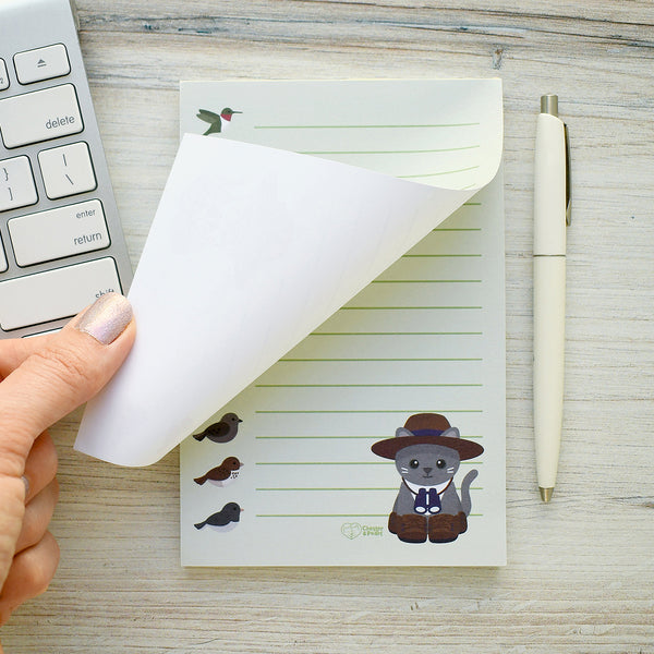 Bird-Watcher Cat Lined Notepad