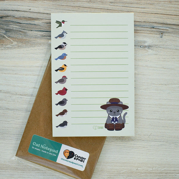 Bird-Watcher Cat Lined Notepad