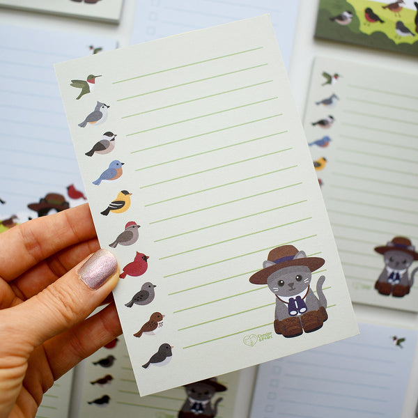 Bird-Watcher Cat Lined Notepad
