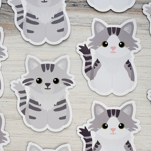 Looks Like My Cat! Long-haired gray tabby cat magnet