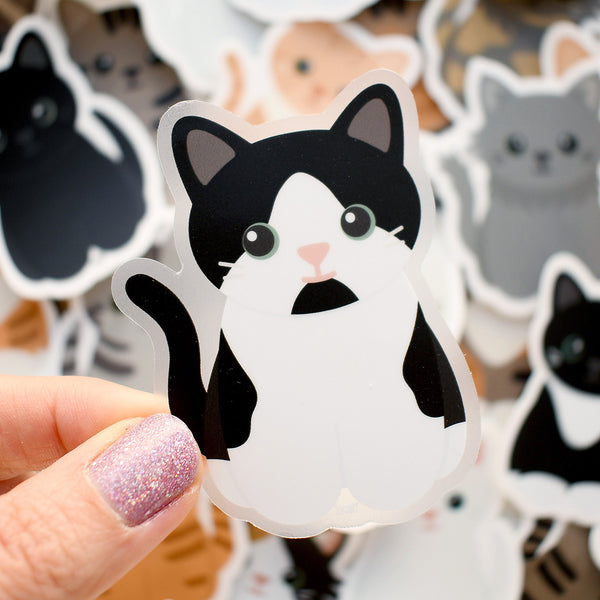 Looks Like My Cat! Black and white bicolor cat sticker