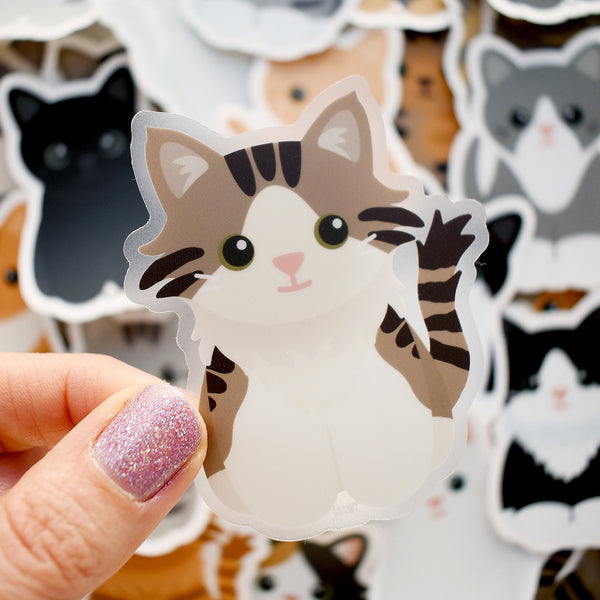 Looks Like My Cat! Maine Coon long-haired brown tabby cat sticker