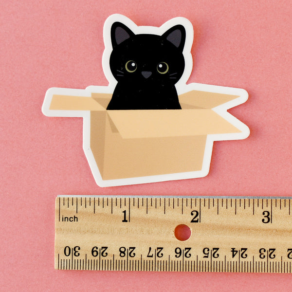 Black Cat in Box 2.5x3-in. Vinyl Sticker