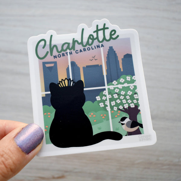 Charlotte Window View 3-in. Vinyl Cat Sticker