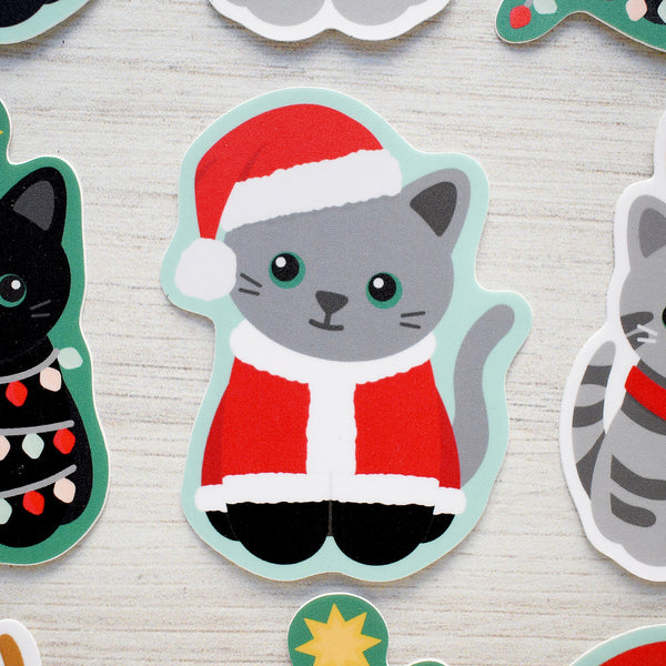 Santa Claws 3-in. Vinyl Christmas Cat Sticker