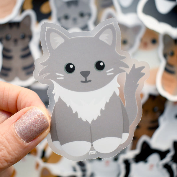 Looks Like My Cat! Gray tuxedo cat sticker
