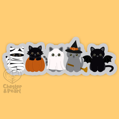 Cute Spooky Kittens 4x1-in. Vinyl Cat Sticker