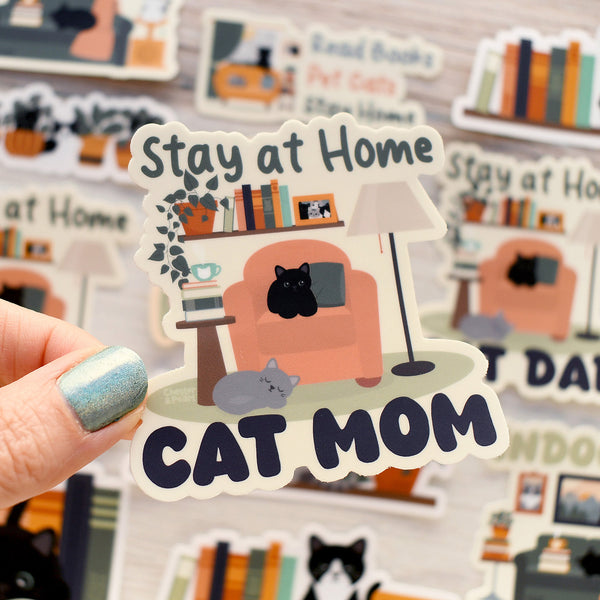 Stay At Home Cat Mom 3-in. Vinyl Cat Sticker