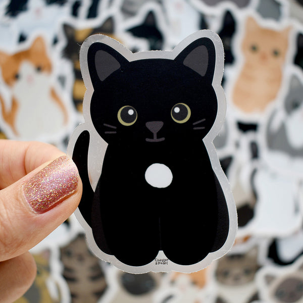 Looks Like My Cat! Black cat with white locket sticker