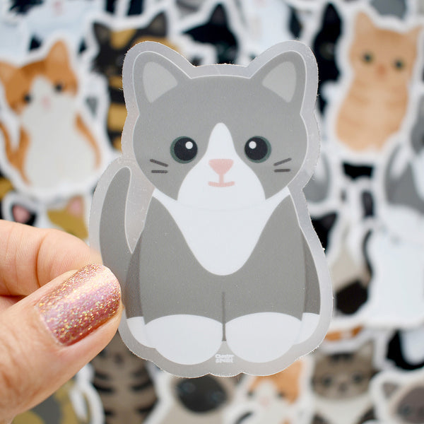Looks Like My Cat! Gray tuxedo cat sticker