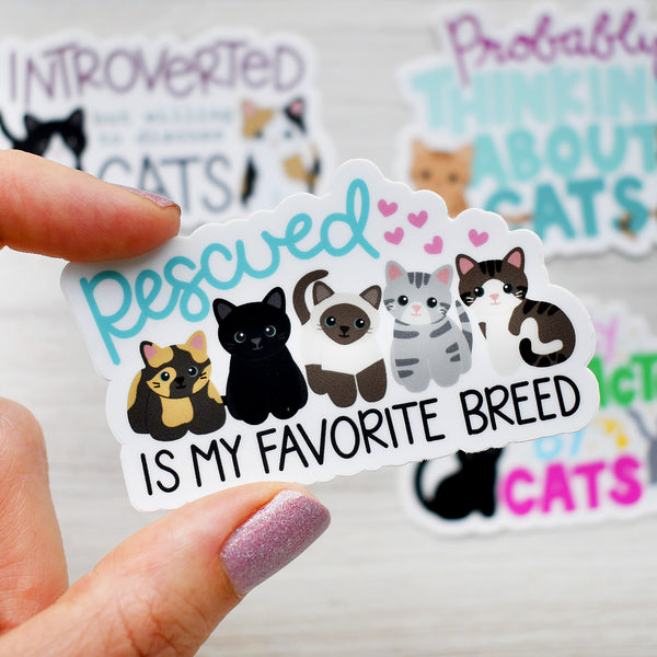 Rescued Is My Favorite Breed 3-in. Vinyl Cat Sticker