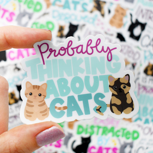 Probably Thinking About Cats 3-in. Vinyl Cat Sticker