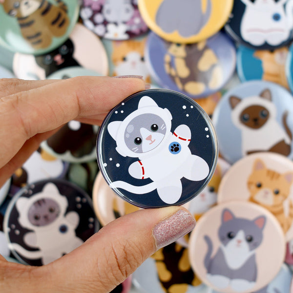 Astronaut Cat Pin or Magnet