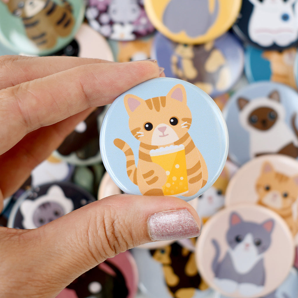 Orange Tabby Tuxedo Cat Pin or Magnet – Chester & Pearl