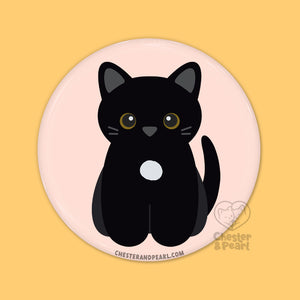 Black Cat with White Locket Pin or Magnet