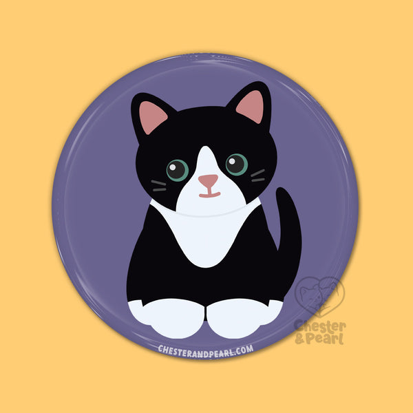 Black Tuxedo Cat Pin or Magnet