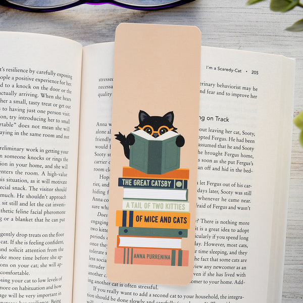 Indoorsy Book Stack Cat Bookmark