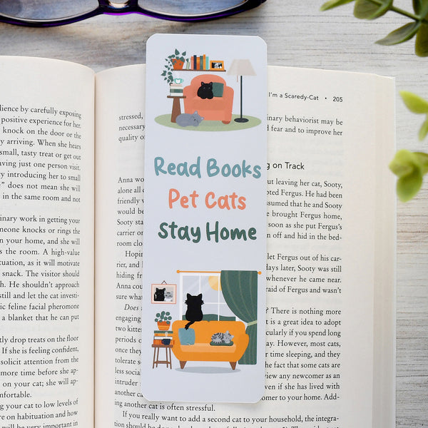 Read Books, Pet Cats, Stay Home Cat Bookmark