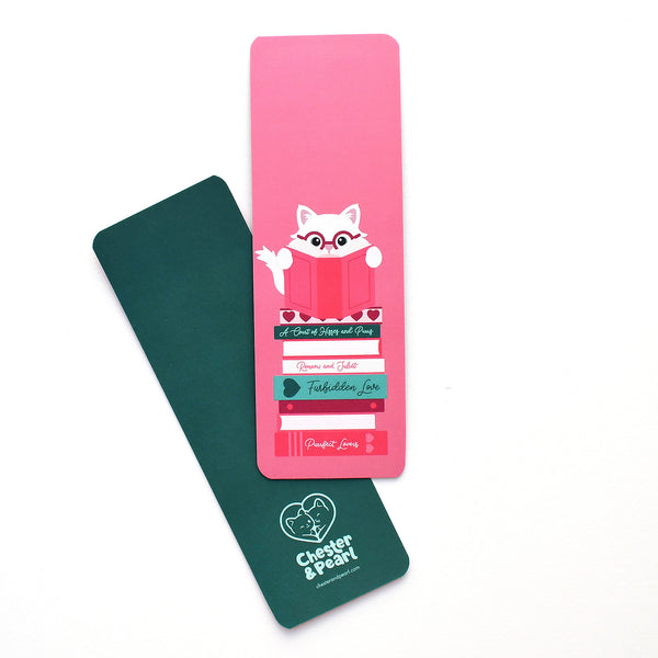Romance Book Stack Cat Bookmark