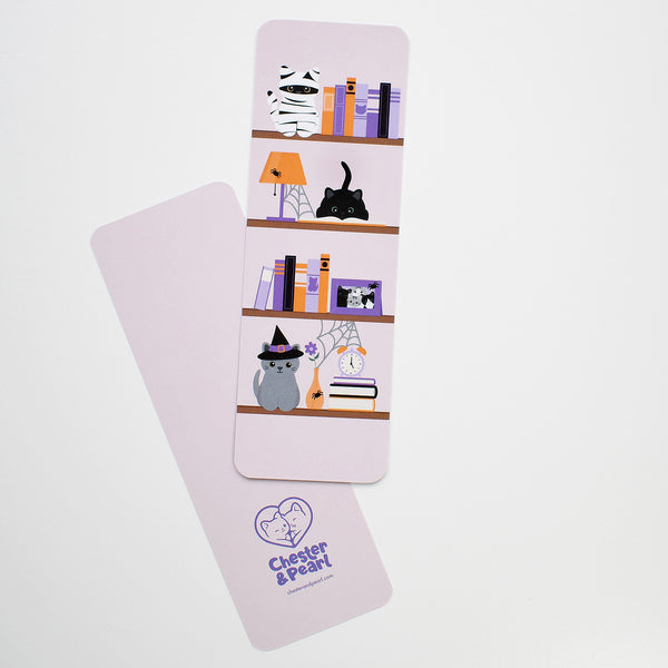 Spooky Bookshelves Cat Bookmark