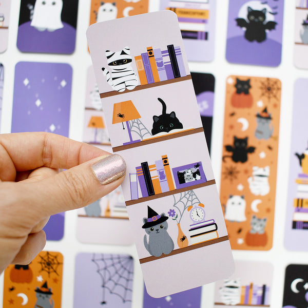 Spooky Bookshelves Cat Bookmark