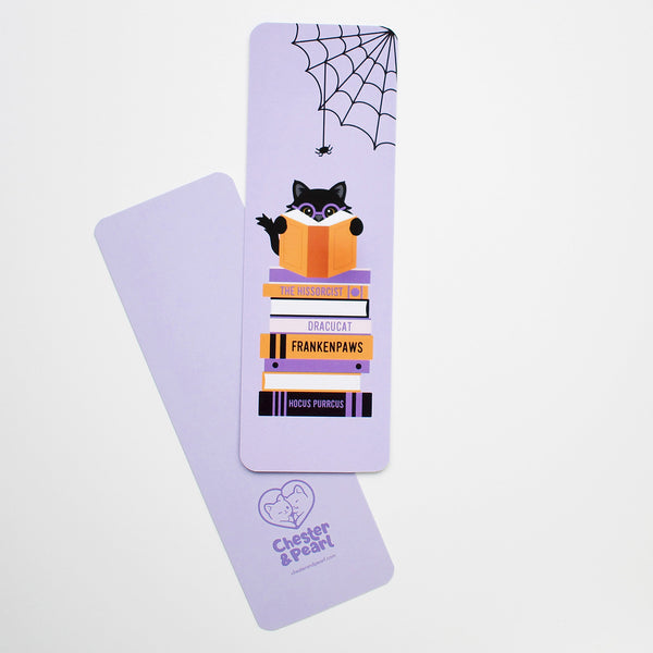 Spooky Book Stack Cat Bookmark