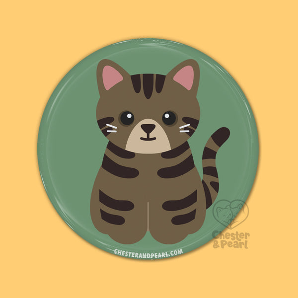 Brown Tabby Cat Pin or Magnet