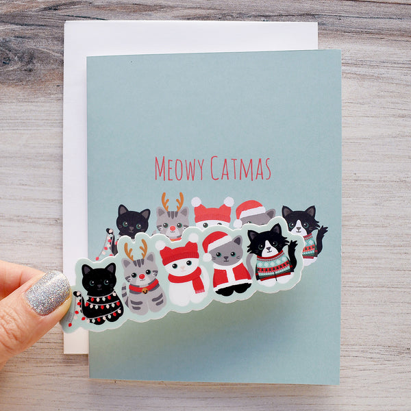 Meowy Catmas Holiday Sticker Card