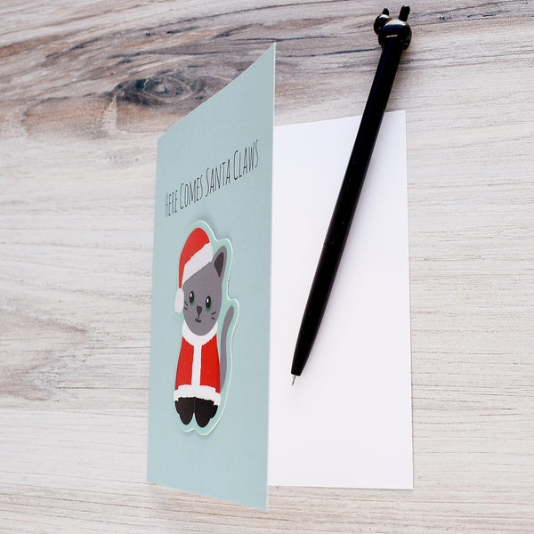 Santa Claws Christmas Sticker Card