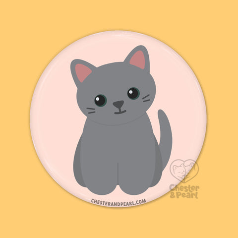 Gray Cat Pin or Magnet