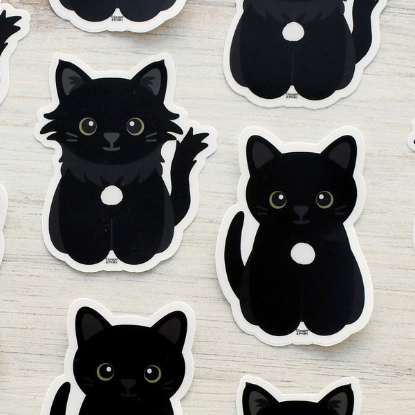Looks Like My Cat! Black cat with white locket sticker