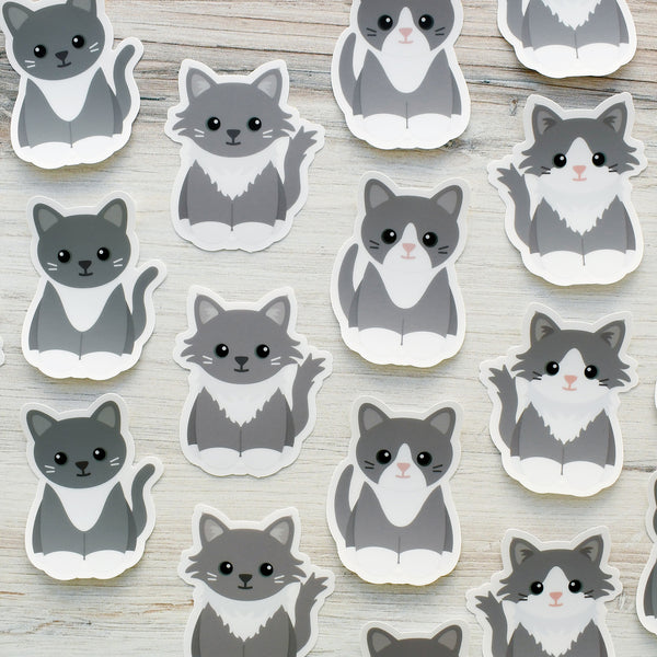 Looks Like My Cat! Gray tuxedo cat sticker
