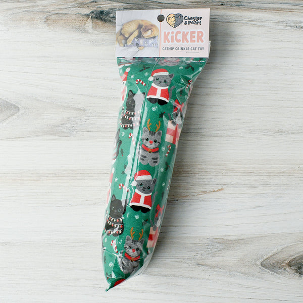 Festive Felines Kicker Cat Toy - evergreen