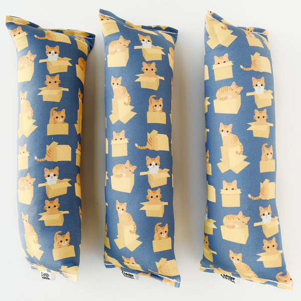 Orange Cats in Boxes Kicker Cat Toy - Blue