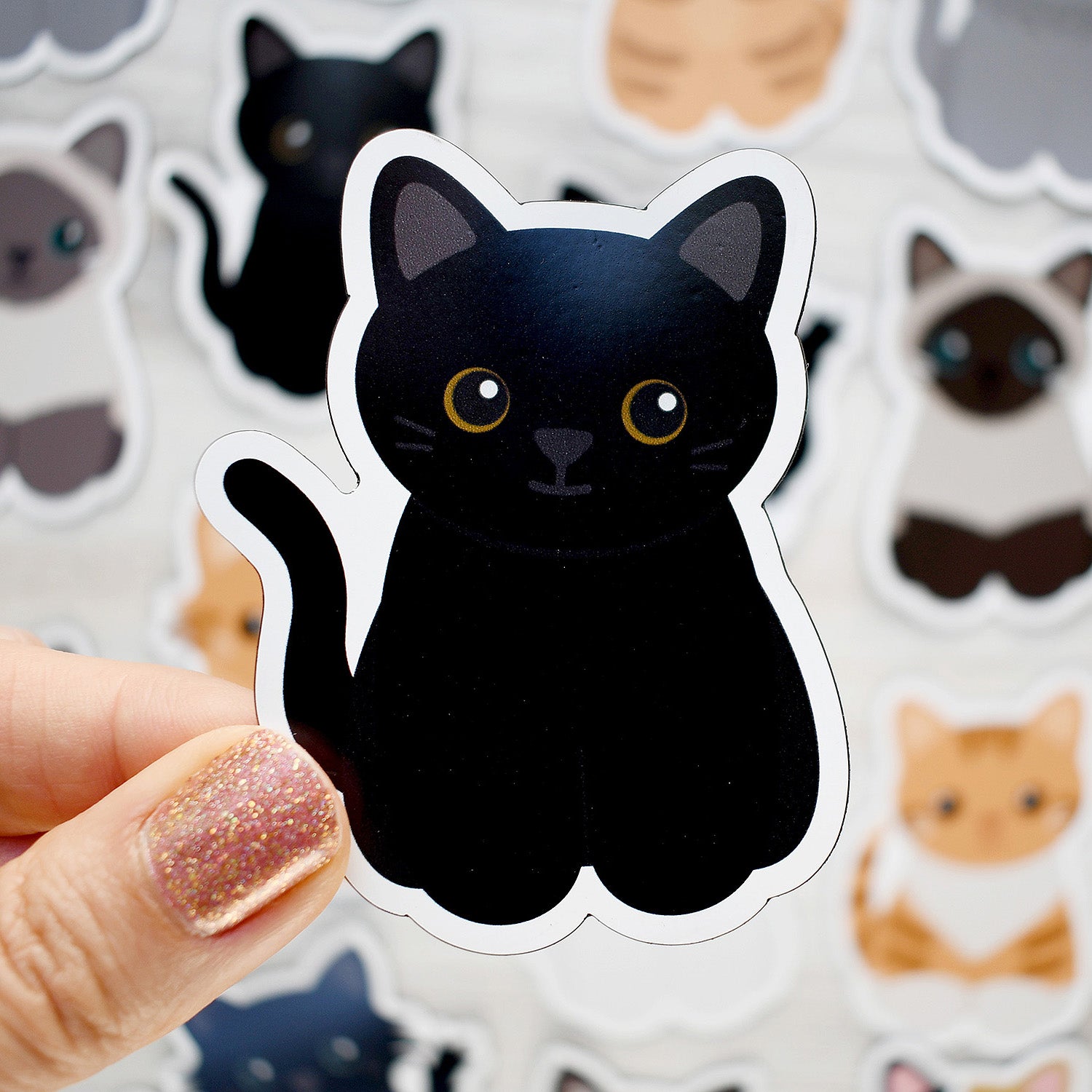 Looks Like My Cat! Black cat with amber eyes magnet
