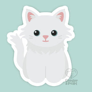 Looks Like My Cat! Long-haired white cat magnet
