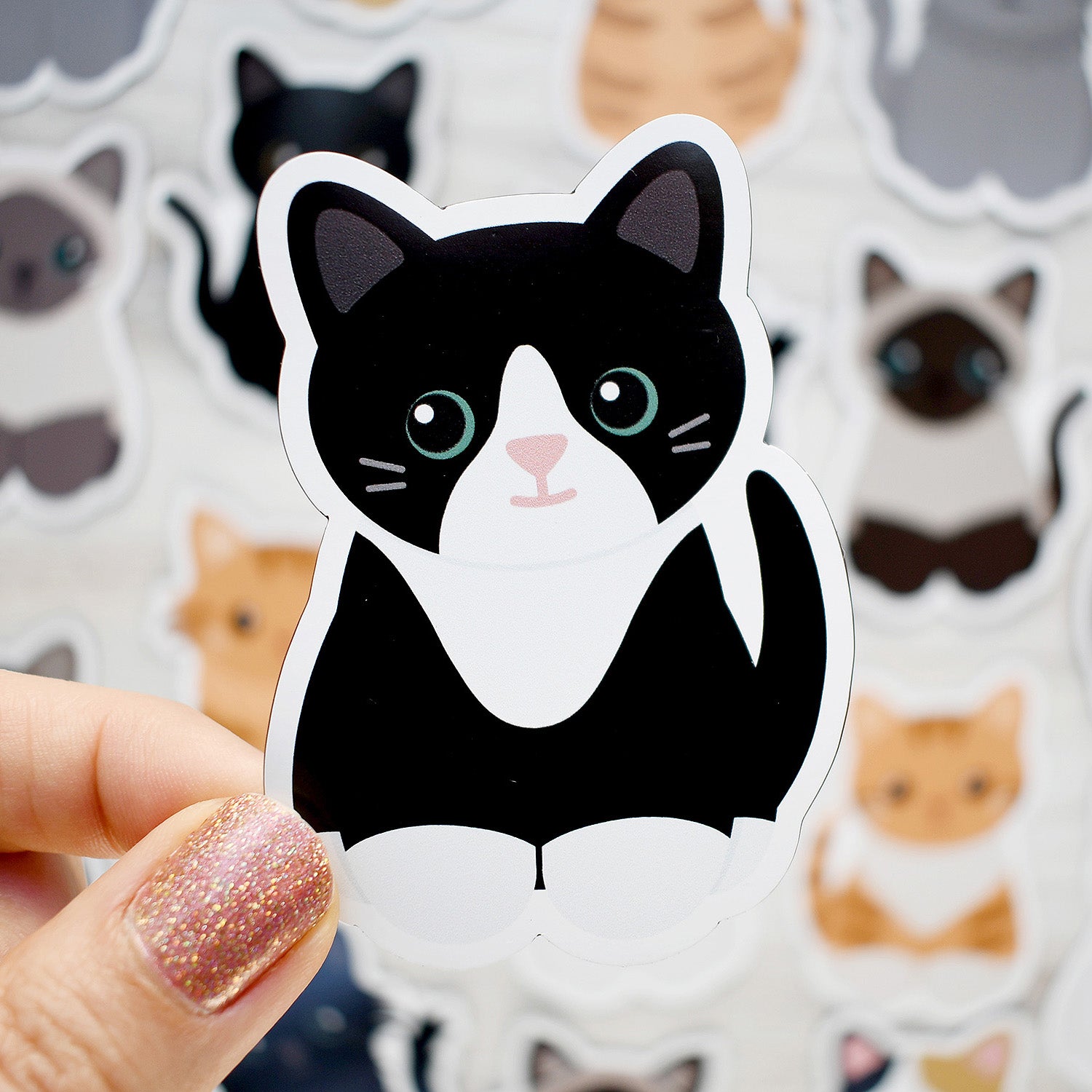 Looks Like My Cat! Black tuxedo with white blaze cat magnet