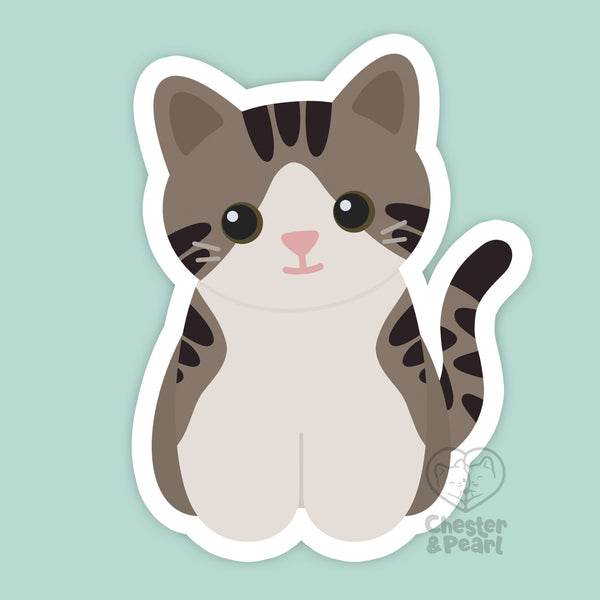 Looks Like My Cat! White and brown tabby cat magnet