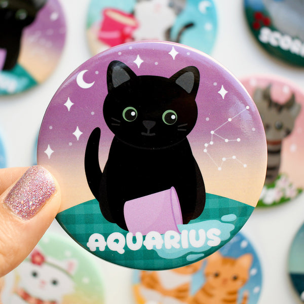 Aquarius Zodiac Cat Fridge Magnet