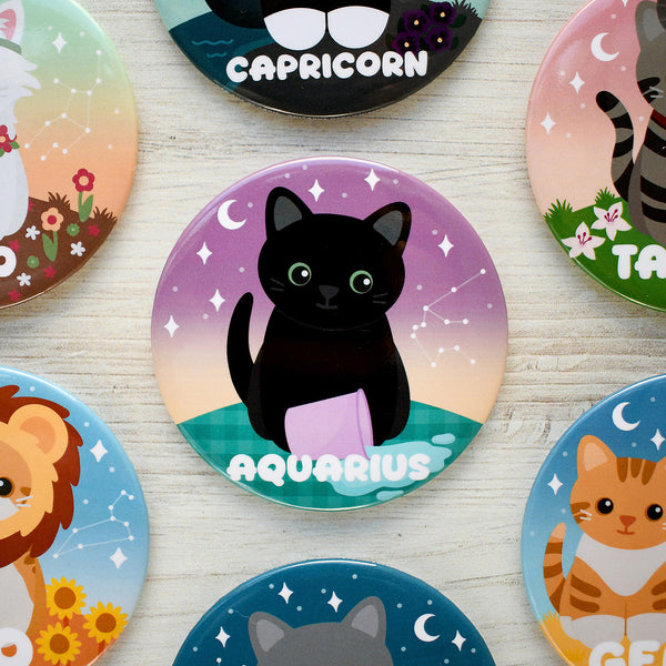 Aquarius Zodiac Cat Fridge Magnet